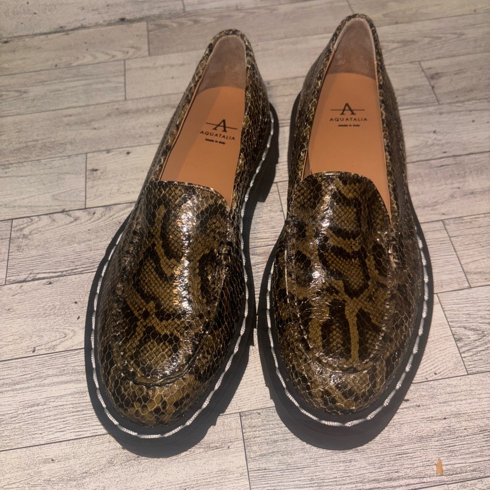 Snake embossed water resistant loafer